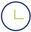 Blue and green clock icon.