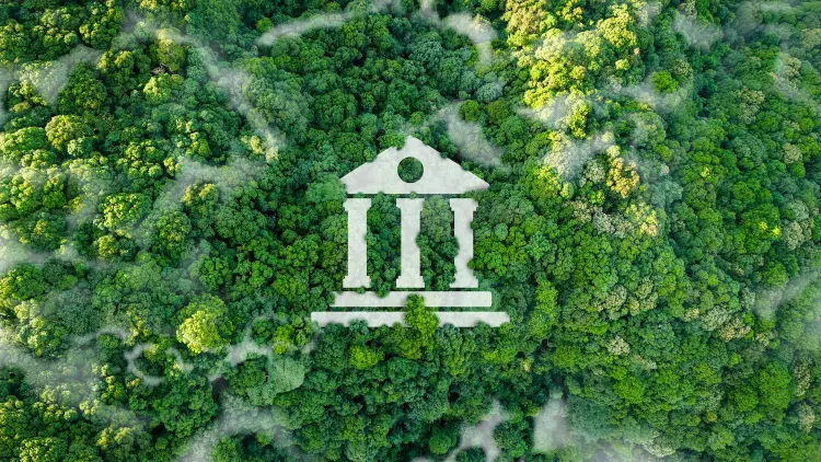 Environmental Law Court icon in glass background.