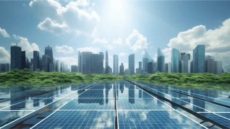 commercial buildings and solar panel