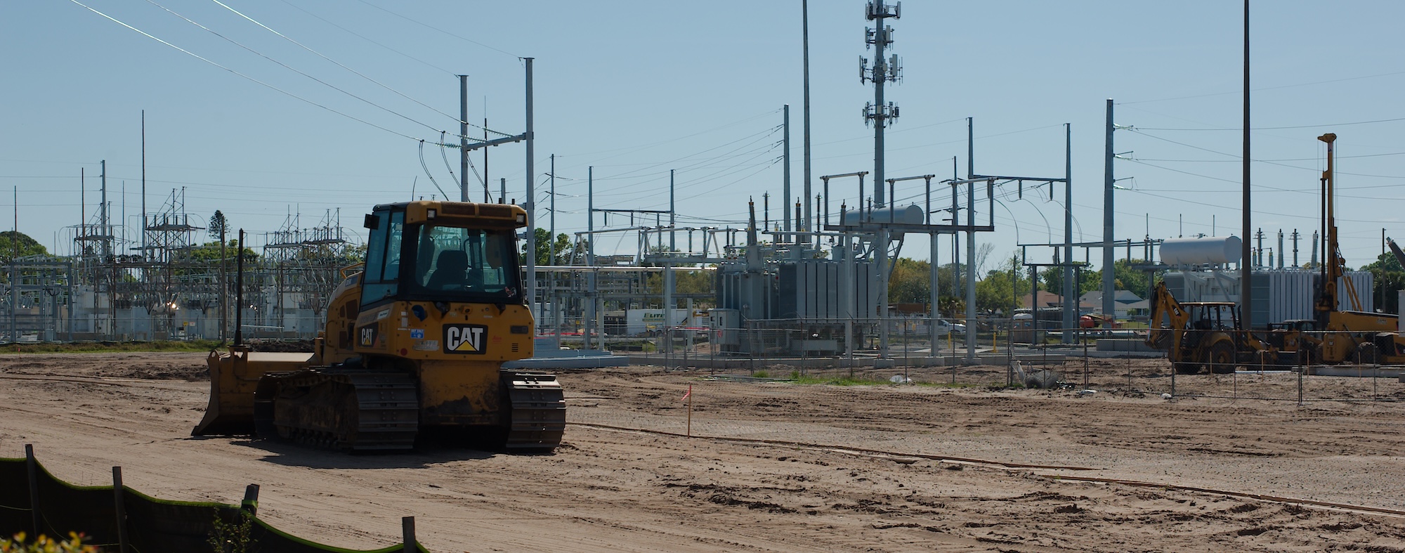Construction on Electrical grid substation. 